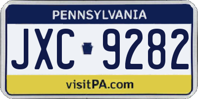 PA license plate JXC9282