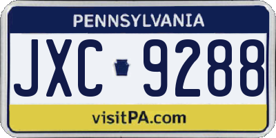 PA license plate JXC9288