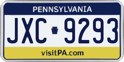PA license plate JXC9293