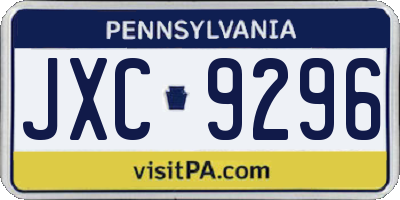 PA license plate JXC9296