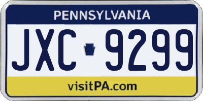 PA license plate JXC9299