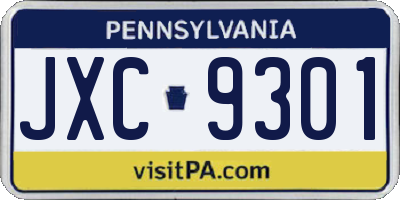 PA license plate JXC9301