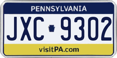 PA license plate JXC9302