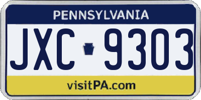 PA license plate JXC9303