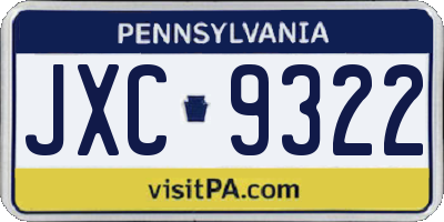 PA license plate JXC9322