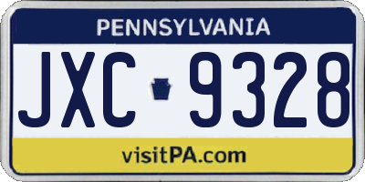 PA license plate JXC9328
