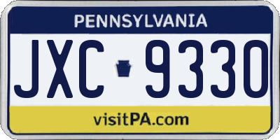 PA license plate JXC9330