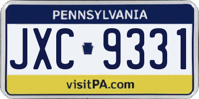 PA license plate JXC9331