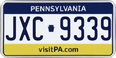 PA license plate JXC9339