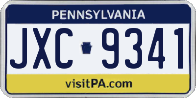 PA license plate JXC9341