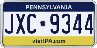 PA license plate JXC9344