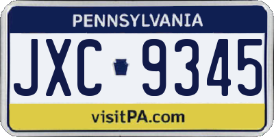 PA license plate JXC9345