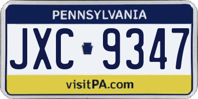 PA license plate JXC9347