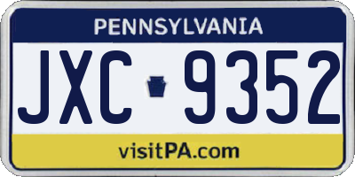 PA license plate JXC9352