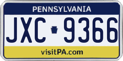 PA license plate JXC9366