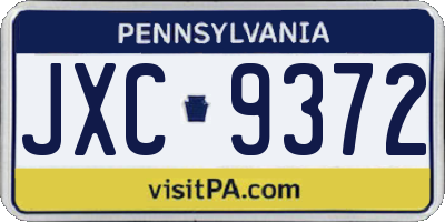 PA license plate JXC9372