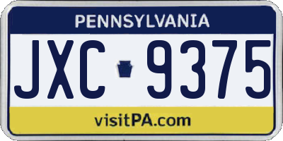 PA license plate JXC9375