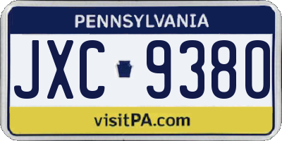 PA license plate JXC9380