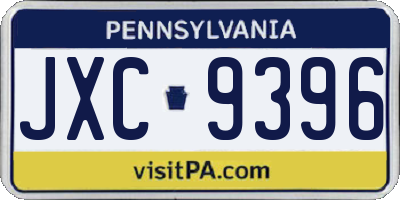 PA license plate JXC9396