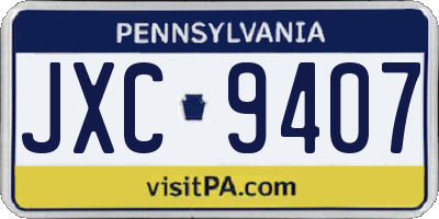 PA license plate JXC9407