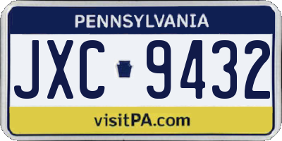 PA license plate JXC9432