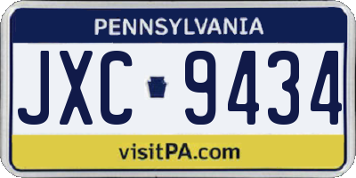 PA license plate JXC9434