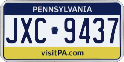 PA license plate JXC9437