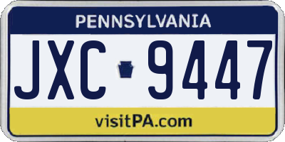 PA license plate JXC9447