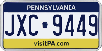 PA license plate JXC9449