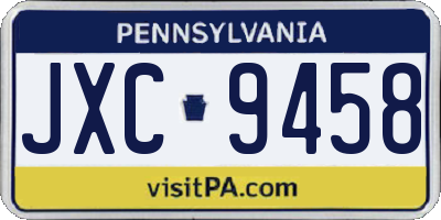 PA license plate JXC9458