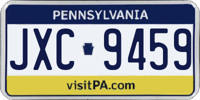 PA license plate JXC9459
