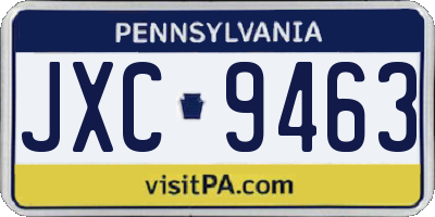 PA license plate JXC9463