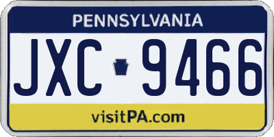 PA license plate JXC9466