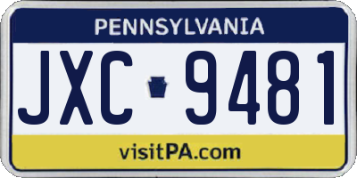 PA license plate JXC9481