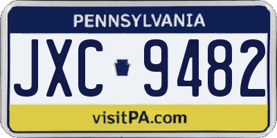 PA license plate JXC9482