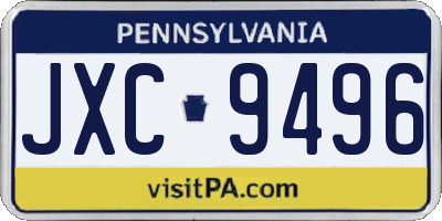 PA license plate JXC9496