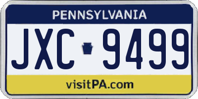 PA license plate JXC9499