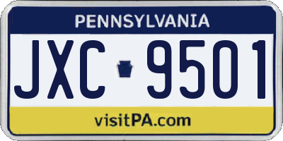 PA license plate JXC9501