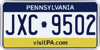 PA license plate JXC9502