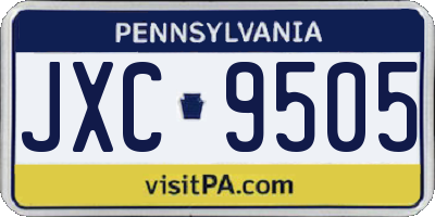 PA license plate JXC9505