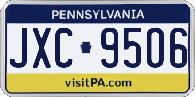 PA license plate JXC9506
