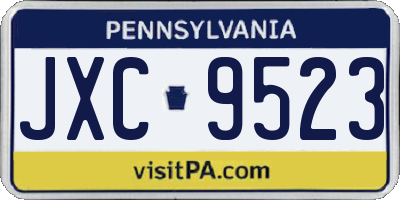 PA license plate JXC9523
