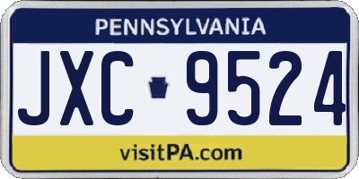 PA license plate JXC9524