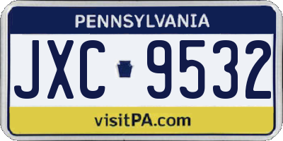 PA license plate JXC9532