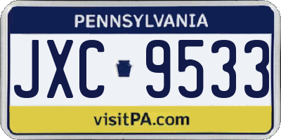 PA license plate JXC9533