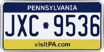 PA license plate JXC9536