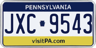PA license plate JXC9543