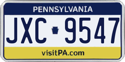 PA license plate JXC9547