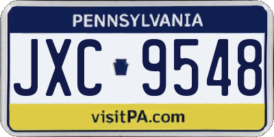 PA license plate JXC9548