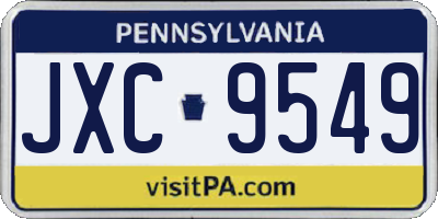 PA license plate JXC9549